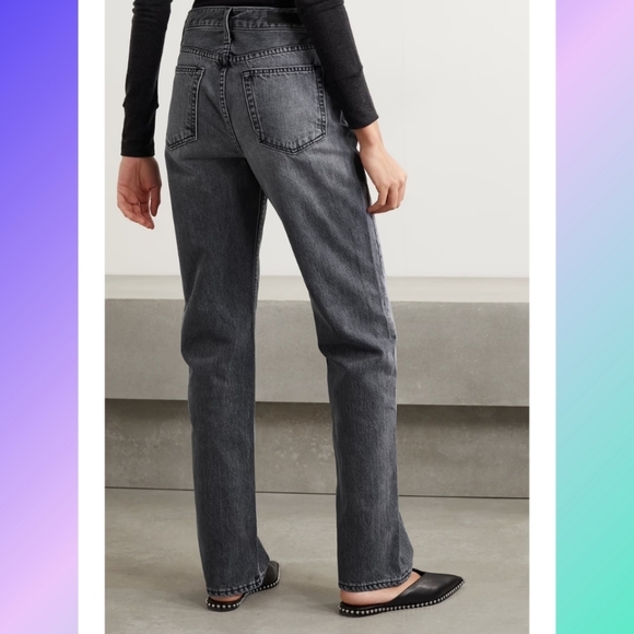 GRLFRND Mica High-Rise Straight-Leg Jeans in Black Smoke - Picture 3 of 12